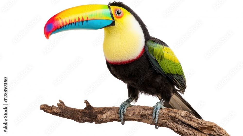 Colorful toucan perched on a branch with vibrant plumage. Colorful toucan perched on a branch with vibrant plumage.