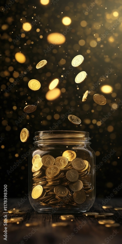 Retirement savings strategy personal finance visual concept jar filled with coins financial planning wealth growth Retirement savings strategy personal finance visual concept jar filled with coins financial planning wealth growth