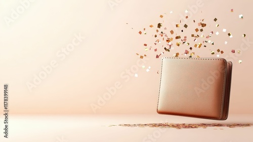 Tax refund celebration bursting wallet with confetti in vibrant atmosphere for joyful moments
