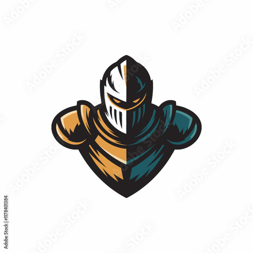 knight pose standing design logo on white background