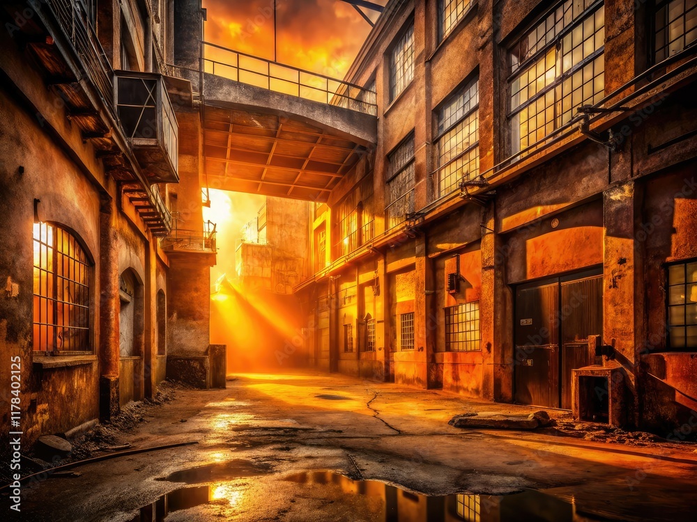 Fototapeta premium Abstract Orange Urban Exploration Photography AI Art