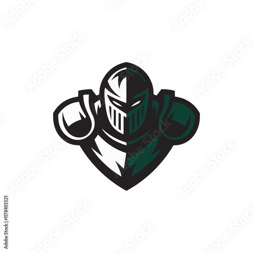 knight pose standing logo illustration on white background