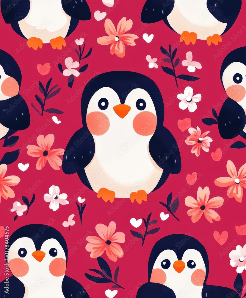 A charming gathering of penguins in a heartwarming display, set against a vibrant red backdrop, perfect for celebrating love and friendship this Valentine's Day. A charming gathering of penguins in a heartwarming display, set against a vibrant red backdrop, perfect for celebrating love and friendship this Valentine's Day.