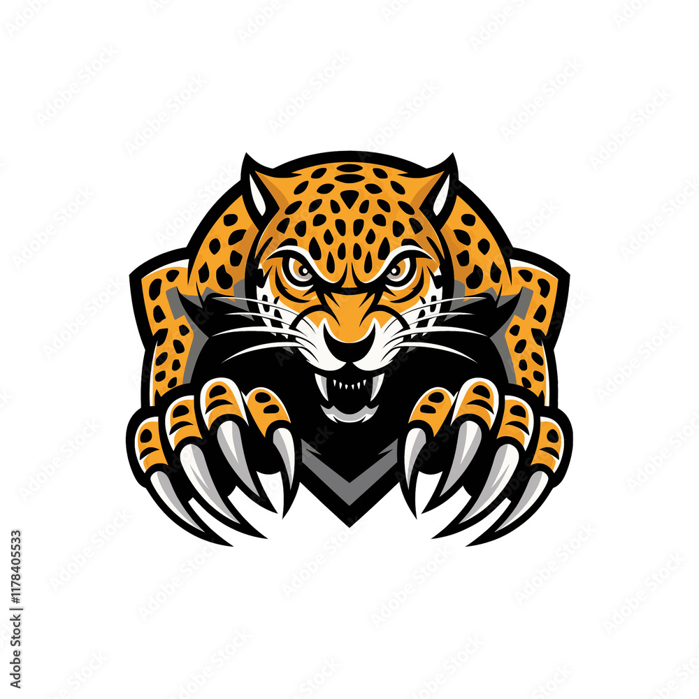 leopard angry attacking pose with claws design logo leopard angry attacking pose with claws design logo