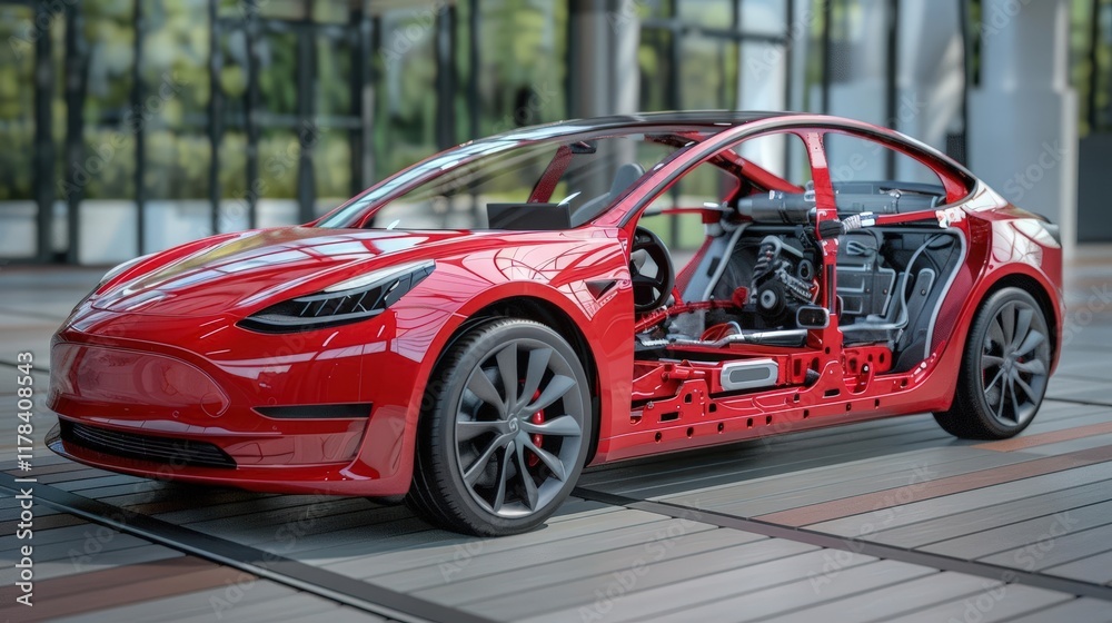 Visualize the potential of electric cars with a dynamic 3D model, highlighting their efficiency and environmental benefits Visualize the potential of electric cars with a dynamic 3D model, highlighting their efficiency and environmental benefits