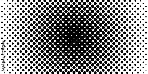 Abstract halftone circle design.Black and White Dot Pattern, Circle Gradient, Halftone Dots, Geometric Pattern.