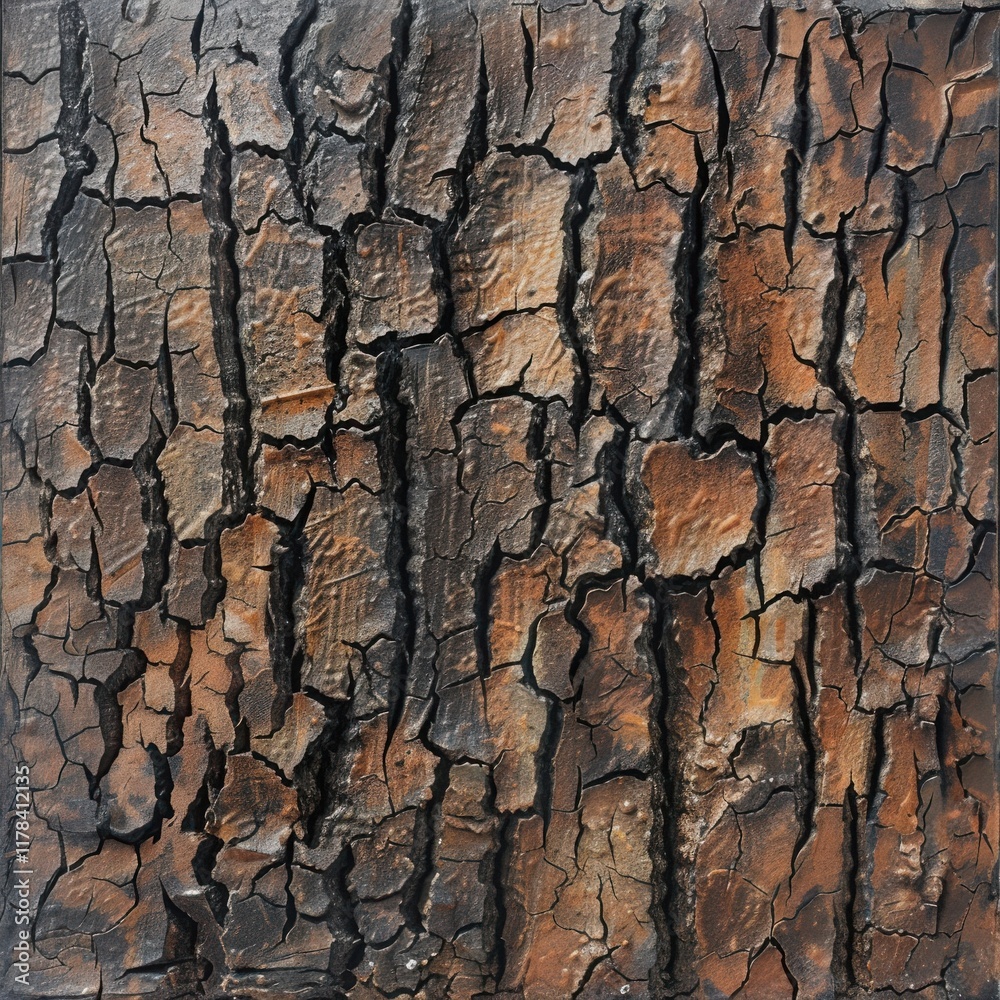 Detailed Texture of Cracked Wood Surface with Rich Brown Tones Detailed Texture of Cracked Wood Surface with Rich Brown Tones