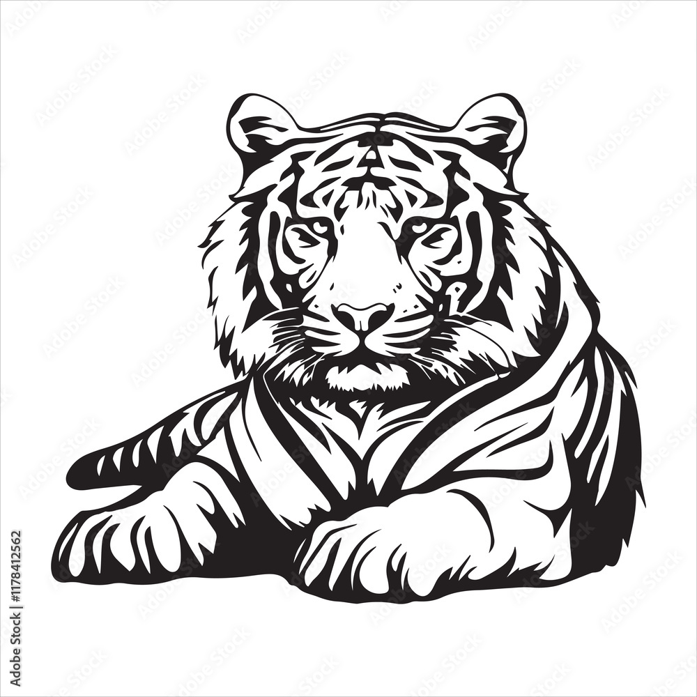 Fototapeta premium Tiger silhouette vector art illustration. 