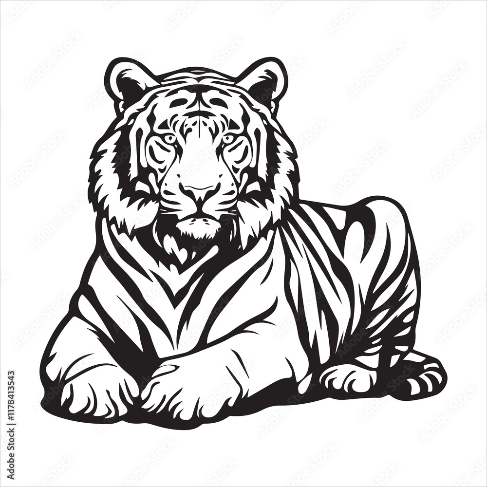 Fototapeta premium Tiger silhouette vector art illustration. 