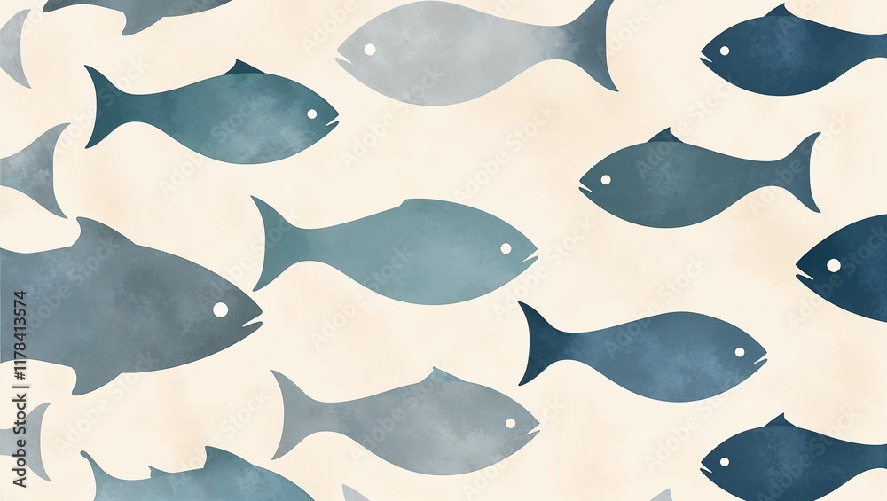 Obraz premium Abstract fish pattern on beige background