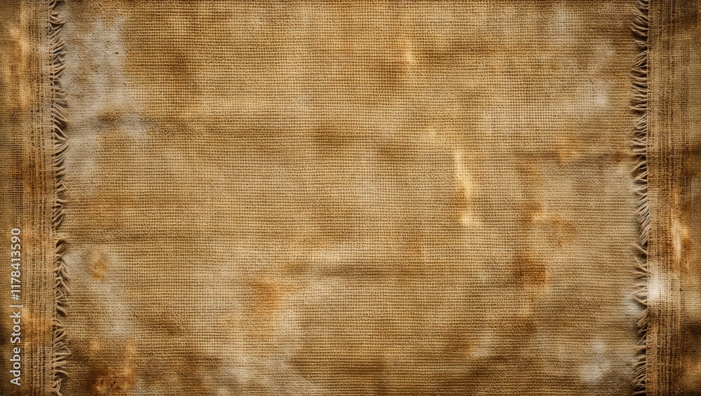 Obraz premium Worn burlap texture with rustic fringed edges