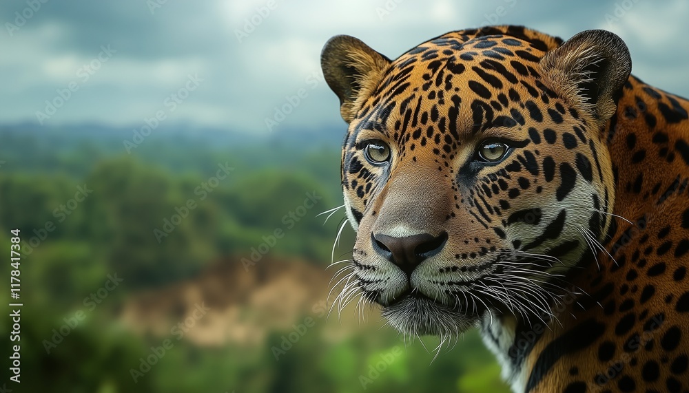 Obraz premium Jaguar closeup in the forest dangerous animal