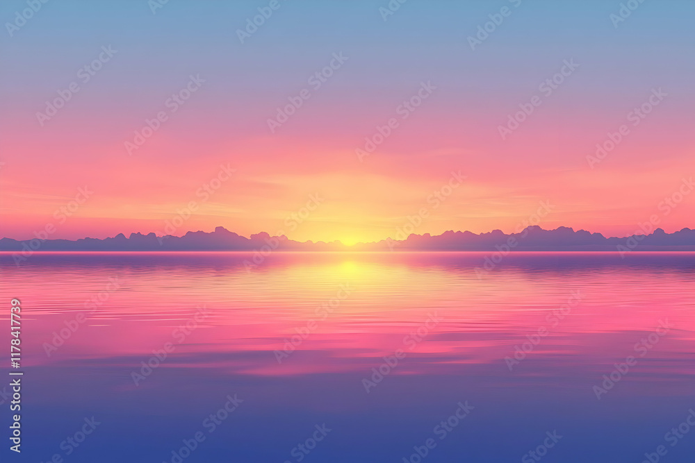 Serene Sunset: Pink Hues over Calm Waters Serene Sunset: Pink Hues over Calm Waters