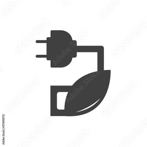 electric cord leaf vector icon of eco energy saver concept design template