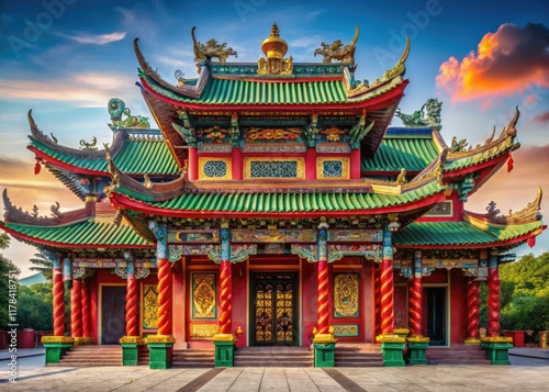 AI Photo: Urban Exploration - Main Gate Tjoe Hwie Kiong Temple, Rembang