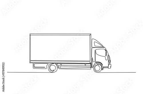 Cargo truck continuous one line drawing. Single line art illustration of Cargo expedition truck. Editable vector.