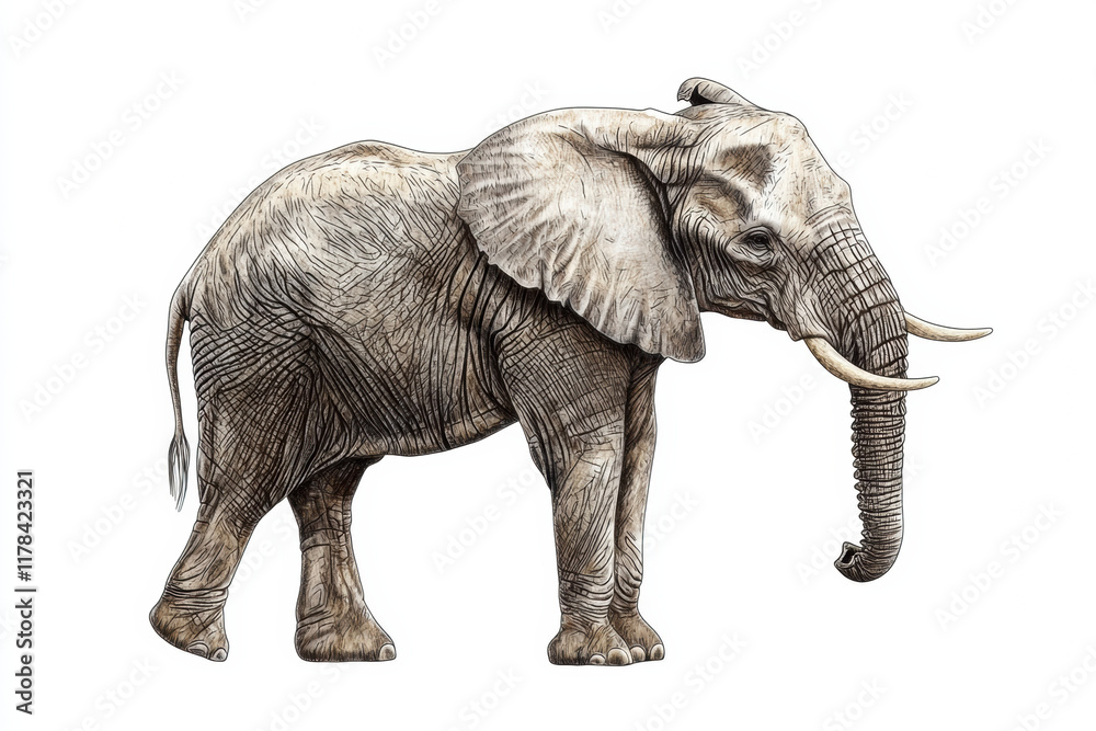 Fototapeta premium detailed illustration of elephant showcasing its majestic features