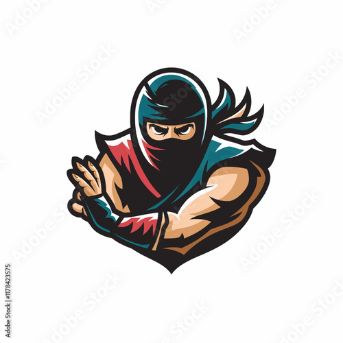 ninja design pose attacking logo