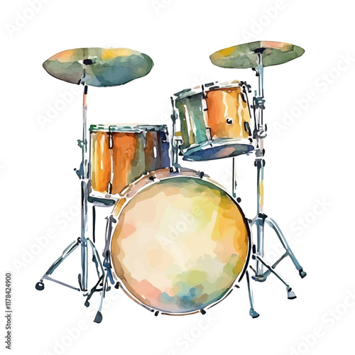 A watercolor drawing of a drum riser, isolated on a white background. Drum riser vector.
