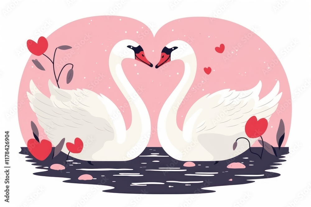 Fototapeta premium Swan flamingo drawing animal.