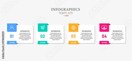 Infographics design vector and business icons with 4 options.