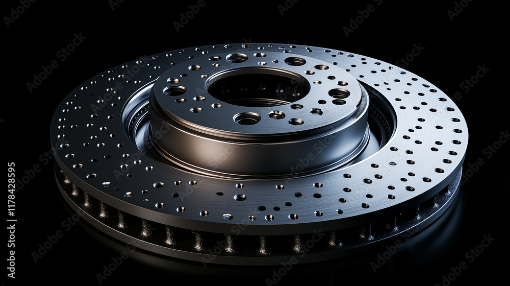 HighPerformance Perforated Automotive Brake Disc Rotor Component HighPerformance Perforated Automotive Brake Disc Rotor Component