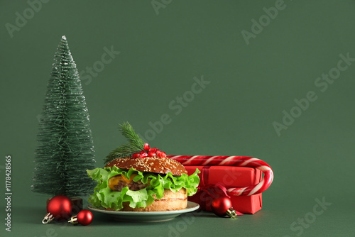 Festive christmas burger wi...