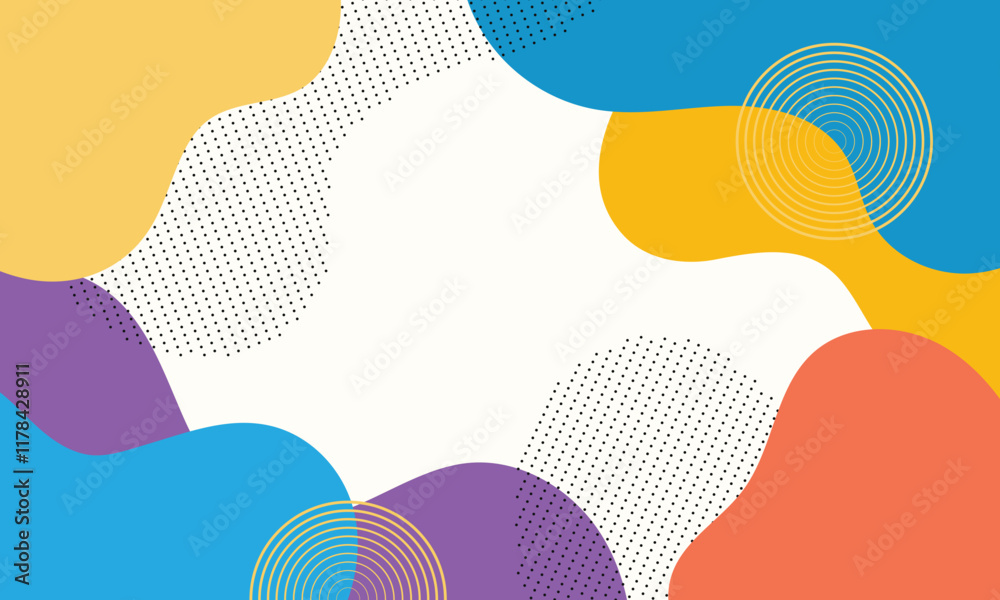 colorful abstract geometric wave pattern with dotted banner template background