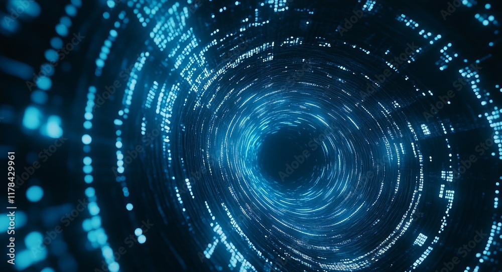 A blue spiral with many dots in it A blue spiral with many dots in it