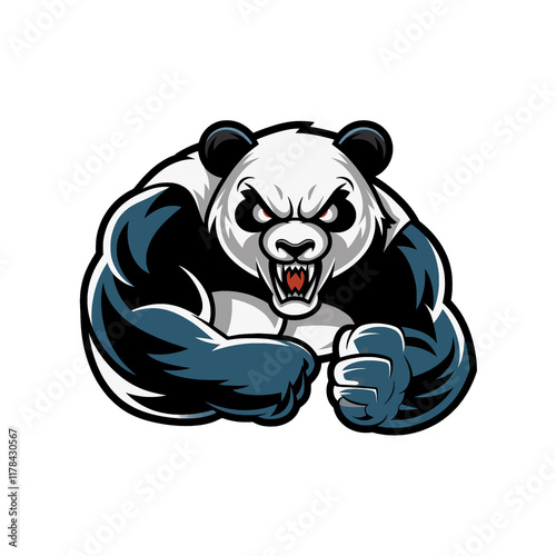 panda fierce attacking logo with claws design illustration photo