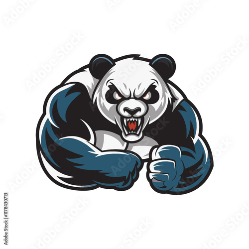 panda fierce attacking logo with claws design illustration