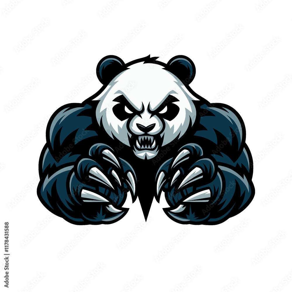 panda fierce attacking with claws logo design illustration on white background panda fierce attacking with claws logo design illustration on white background