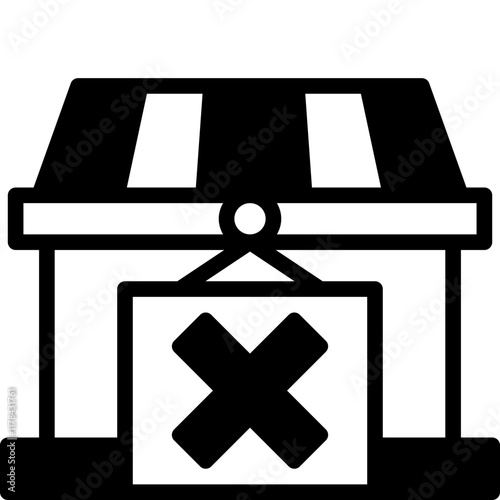 closed down solid line icon