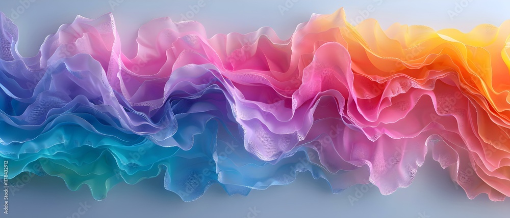 Colorful flowing fabric waves in vibrant pink, blue, yellow, and purple hues creating a dreamy and soft abstract background Colorful flowing fabric waves in vibrant pink, blue, yellow, and purple hues creating a dreamy and soft abstract background