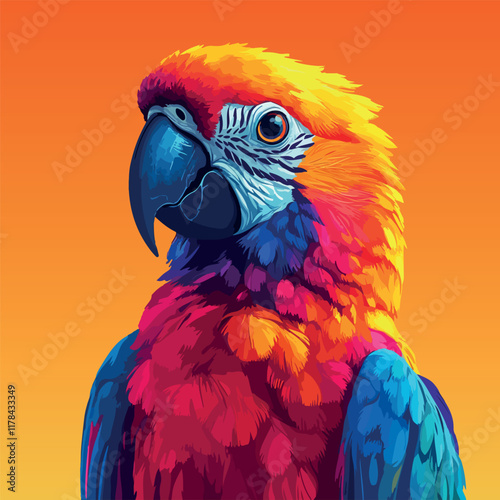 Colorful Low Poly Parrot Vector illustration