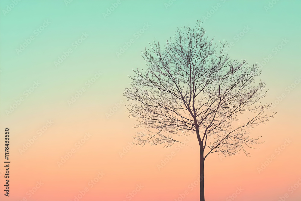 Bare Tree Silhouetted Against a Pastel Sky Bare Tree Silhouetted Against a Pastel Sky