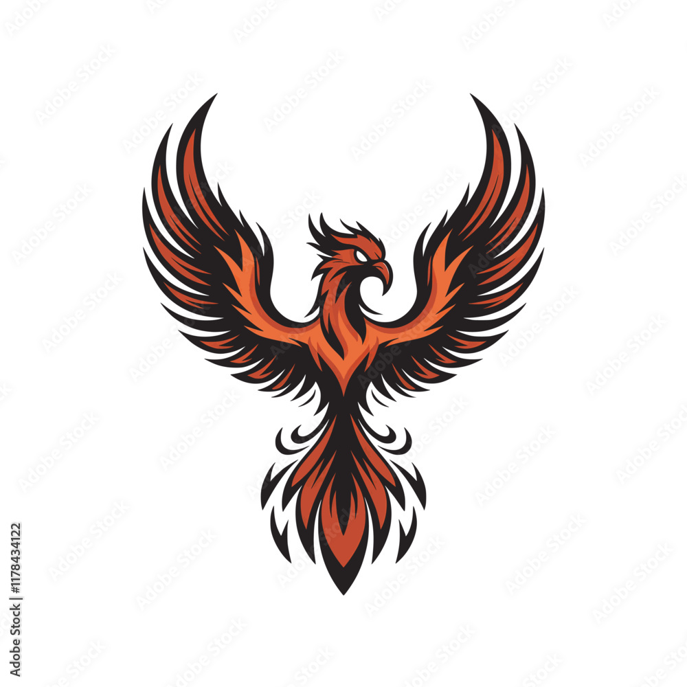 Obraz premium phoenix fire flying design logo illustration