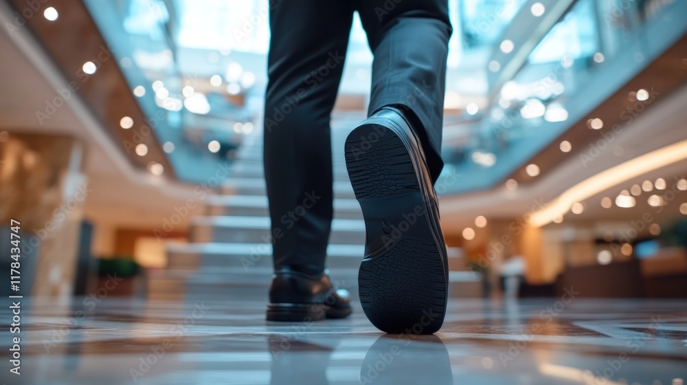 Fototapeta premium Businessman Walking in Modern Building Interior