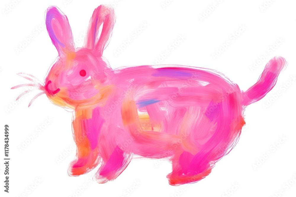 Pink rabbit drawing animal mammal. Pink rabbit drawing animal mammal.