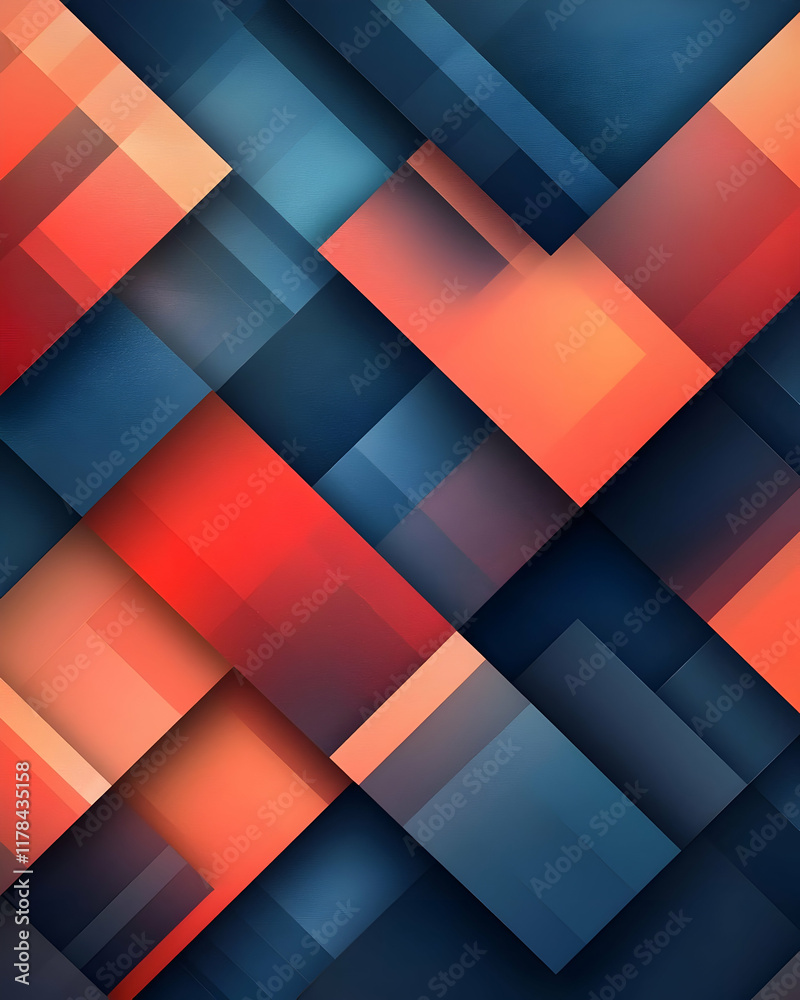 Abstract Geometric Design: Orange, Blue, Red Shapes Abstract Geometric Design: Orange, Blue, Red Shapes