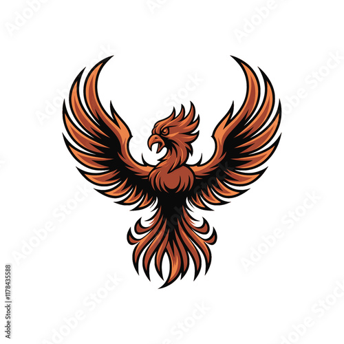 phoenix fire pose flying design logo illustration