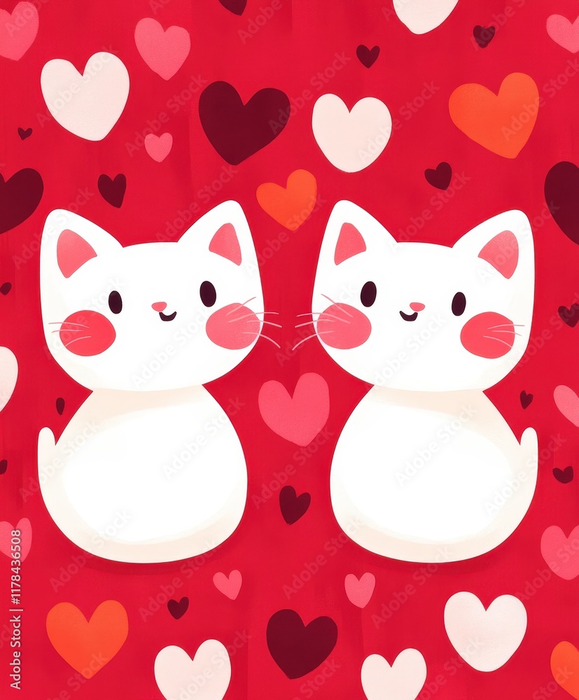 Two adorable cats snuggle side by side, their soft fur blending together as they share warmth and companionship on a cozy Valentine's Day. Two adorable cats snuggle side by side, their soft fur blending together as they share warmth and companionship on a cozy Valentine's Day.