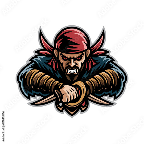 pirate hold knife design logo illustration photo