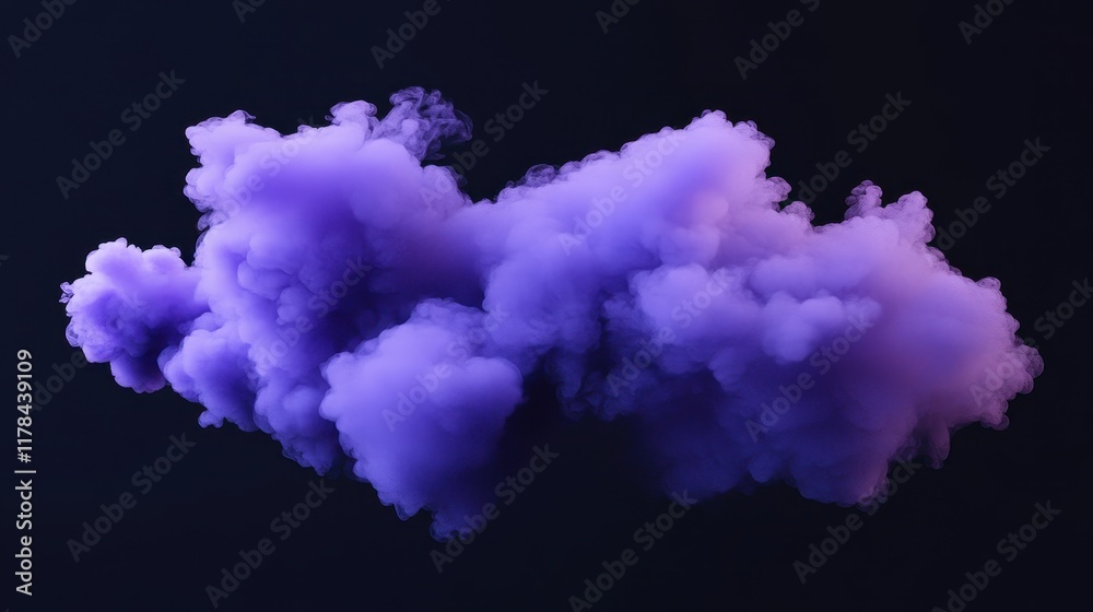Purple smoke cloud on dark background. Ideal for designs needing a mystical, ethereal feel.