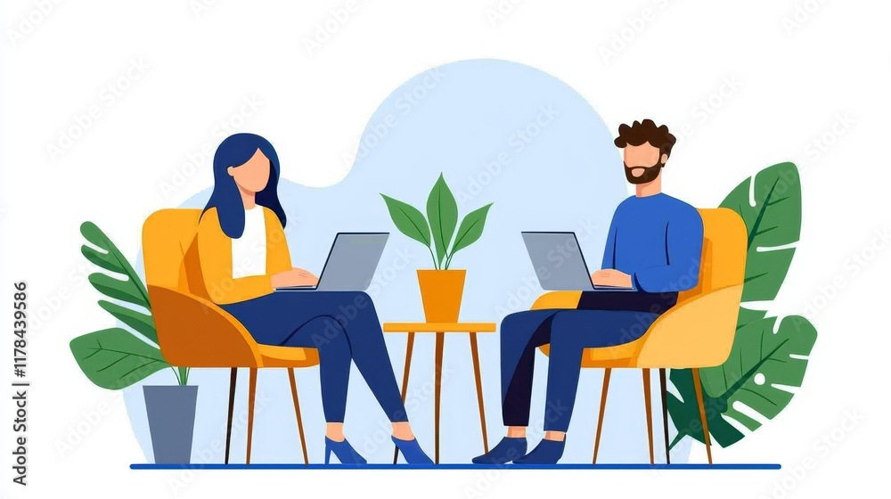 Modern Cloud Storage and Sharing Solution for Home Workers - Flat Design Illustration