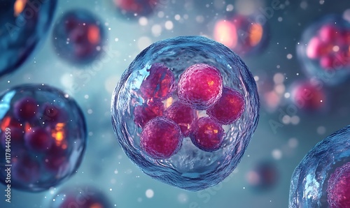 Microscopic capture of cytoplasmic activity during cell division, showing vesicle transport and spindle formation