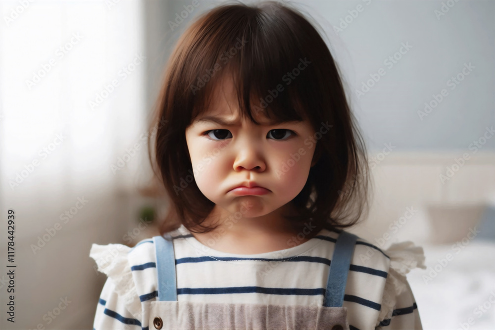 頬を膨らませて怒る子ども 頬を膨らませて怒る子ども