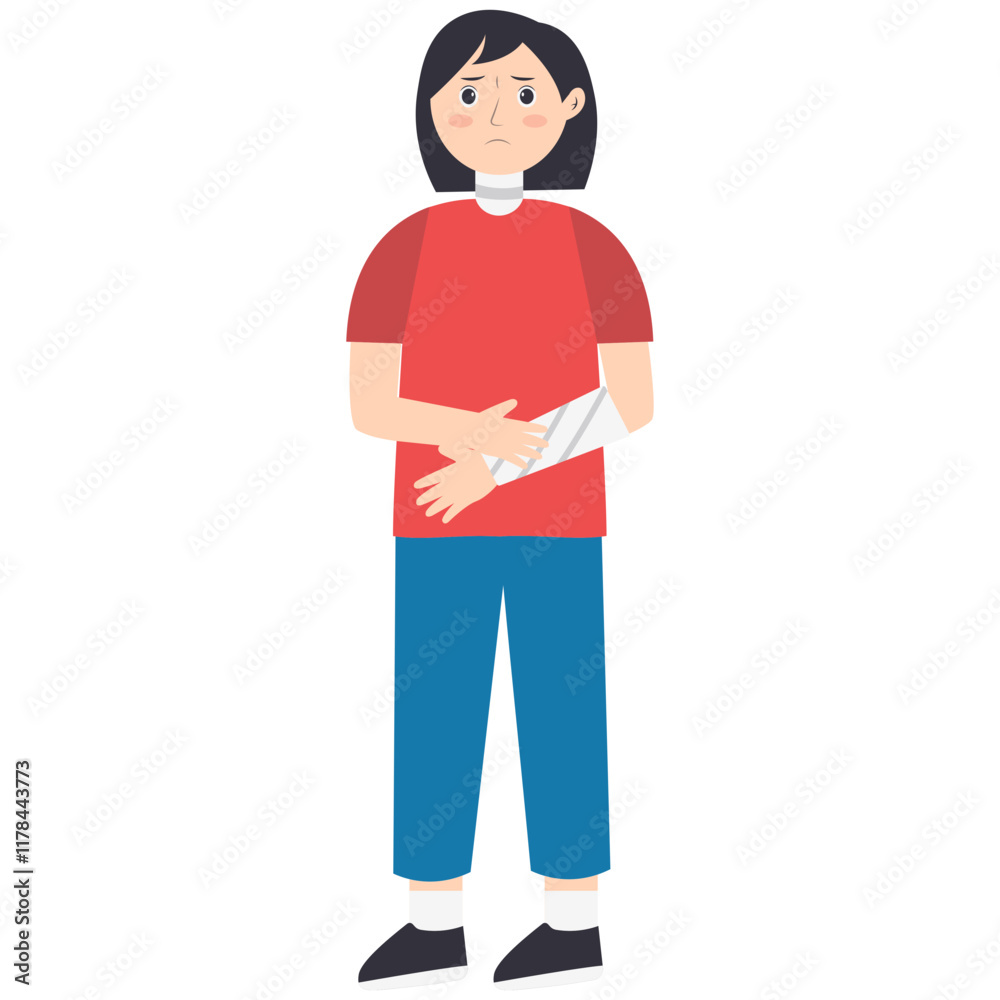 Female Injury and Pain Illustration in Flat Cartoon Design. Isolated Vector Character Female Injury and Pain Illustration in Flat Cartoon Design. Isolated Vector Character