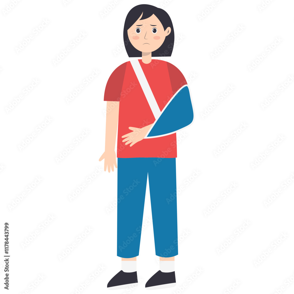 Female Injury and Pain Illustration in Flat Cartoon Design. Isolated Vector Character Female Injury and Pain Illustration in Flat Cartoon Design. Isolated Vector Character