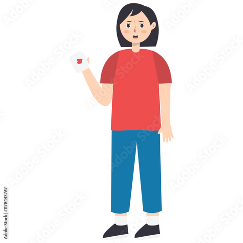 Female Injury and Pain Illustration in Flat Cartoon Design. Isolated Vector Character